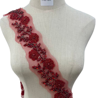 Applique en tissu 3D Fleur Diamant avec paillettes dorées, brodée et perlée, à coudre sur corsage de robe de mariée