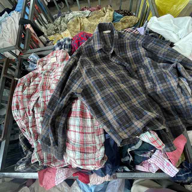 Wholesale Korean Style Male Stripe Shirt with Long Sleeve Pack Sack Men's Vintage Shirts Bales Used Flannel  Clothes for Men