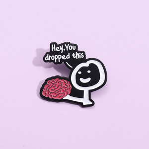 Broches en métal émaillé en gros, mignonnes et amusantes, avec personnage de dessin animé, design fantaisie « Losing One's Mind », épingles créatives - Product Image 4