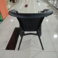 Mobilier d'extérieur bon marché, ensemble de terrasse, chaise de salle à manger empilable en PVC, osier tissé, fauteuils en rotin plastique