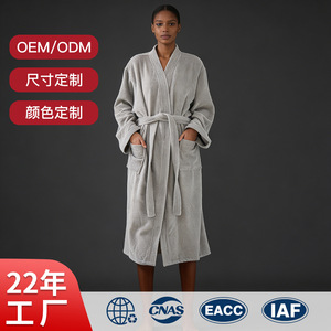 Peignoir en coton taille unique en tissu éponge pour femme, style hôtelier, blanc - Product Image 3