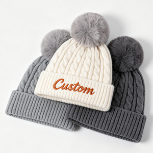 <span class=keywords><strong>Gorro</strong></span> de Invierno Tejido con Forro de Hilo Grueso y Logotipo Personalizado, <span class=keywords><strong>Gorro</strong></span> de Punto Cálido y Elástico <span class=keywords><strong>para</strong></span> Nieve, Esquí y Actividades al Aire Libre <span class=keywords><strong>para</strong></span> Mujer, con Pompón de Peluche - Product Image 1