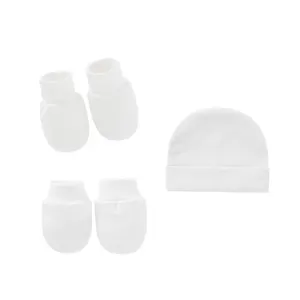 Bonnet pour nouveau-né en coton, couleur unie, Bonnet, gants et chaussettes, chapeau pour fille et garçon, cadeau de nouveau né