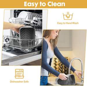 Pot en silicone pour friteuse <span class=keywords><strong>Ninja</strong></span> <span class=keywords><strong>Foodi</strong></span> Double revêtement réutilisable Panier rectangulaire pour friteuse 8QT Accessoires de cuisine - Product Image 3