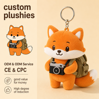Porte-clés en peluche renard Artisan Camera, breloque pour blogueur de voyage
