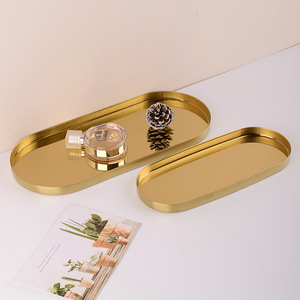 Plato Espejo Dorado Estilo Coreano para Comedor, Bandeja Organizadora para Baño, Velas, Joyas, Artículos, Decoración de Pasteles para Cafetería - Product Image 1