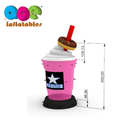 Tasse de thé au lait gonflable avec logo personnalisé géant de 6m, tasse de café de thé au lait gonflable de publicité extérieure