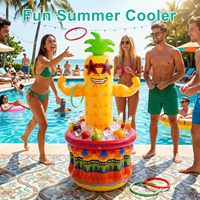 Seau à glace gonflable pliable écologique en forme d'ananas avec jeu de lancer d'anneaux pour la décoration de fête estivale à la plage