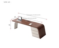 Table de bureau en marbre et bois 1,6 m, mobilier de bureau de luxe moderne, bureau d'ordinateur en bois avec 3 tiroirs