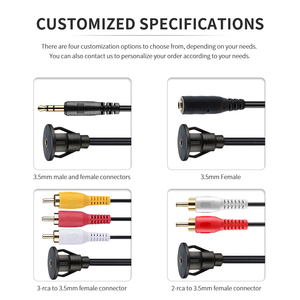 Cable de Audio impermeable de <span class=keywords><strong>3</strong></span>,5mm a <span class=keywords><strong>3</strong></span> <span class=keywords><strong>RCA</strong></span> para montaje en Panel, Cable de extensión estéreo blindado chapado en oro, sistema estéreo para salpicadero de coche y barco - Product Image 2