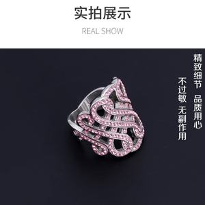 โรงงานผลิตแหวนแบบกำหนดเอง แหวนแบบโปร่งประดับคริสตัล แหวนสแตนเลสสตีลสำหรับผู้หญิง - Product Image 3