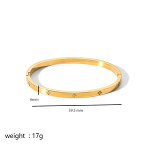 กำไลข้อมือแฟชั่นสแตนเลสสตีล 316L ชุบทอง 14k 18k ประดับเพชร CZ แบรนด์ดีไซเนอร์สำหรับผู้หญิง - Product Image 5