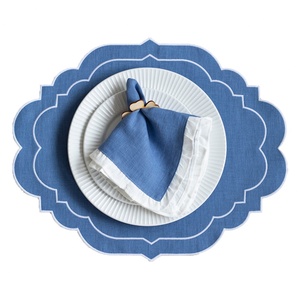 Embroidered Edge <b>Cloth</b> Napkin Pure <b>Linen</b> Monogram Placemat Organic <b>Linen</b> Cotton <b>Cloth</b> Napkin with LOGO for Wedding - Product Image 1