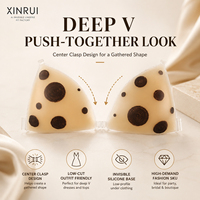 Sujetador adhesivo de silicona redondo Xinrui con efecto push-up, con logotipo personalizado en tono de piel y embalaje, ideal para vendedores de prendas con espalda descubierta y escote pronunciado.