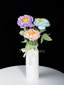 Ramo de Peonías de Diamante Tejido a Crochet Hecho a Mano |   Flores de Peonía Tejidas <span class=keywords><strong>para</strong></span> <span class=keywords><strong>Siempre</strong></span> |   Decoración Boho <span class=keywords><strong>para</strong></span> el Hogar / Boda / Día de la Madre - Product Image 5