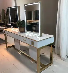 salon furniture gold salon led mirror standing hair salon mirrors double sided