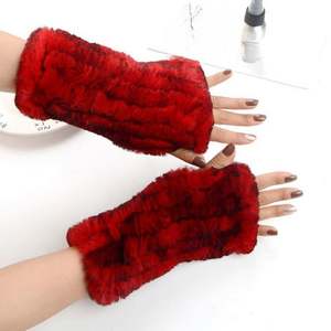 <span class=keywords><strong>Mitaines</strong></span> en fausse fourrure d'hiver, chaudes, douces, demi-doigts, chauffe-bras, gants - Product Image 4