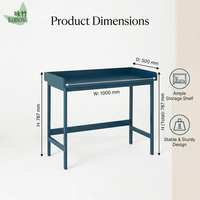 Meja Tulis Ramah Lingkungan Kayu Solid Biru Tua Dengan Tepi Terangkat untuk Belajar di Rumah Meja Komputer Sederhana untuk Workstation Kantor OEM