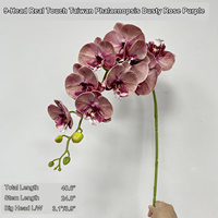 Anggrek Phalaenopsis Taiwan 9 Tangkai Real Touch Warna Pink Bean Paste Ungu Bunga Palsu Grosir