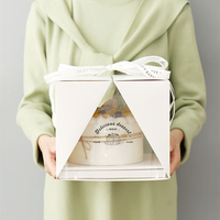 Boîte d'emballage pour gâteau en mousse personnalisée, recyclable, carrée, biodégradable, en carton blanc avec fenêtre transparente