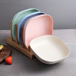 Set di Stoviglie Horeca in Paglia di Grano Ecologica con Logo Personalizzato, <span class=keywords><strong>28</strong></span> Piatti Quadrati Moderni Infrangibili - Product Image 3