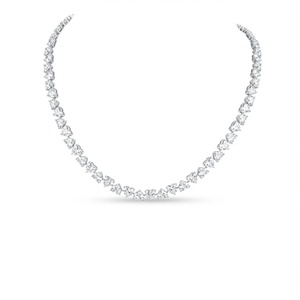 Collier de tennis Cœur inversé, forme de cœur, couleur EF naturelle, certifié GIA, bijoux de luxe pour femme, pour mariage - Product Image 1