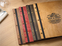 Porte-menu en cuir fait main avec design embossé, sangle en cuir, recyclable, couverture de liste de vins pour restaurant, porte-menu personnalisé