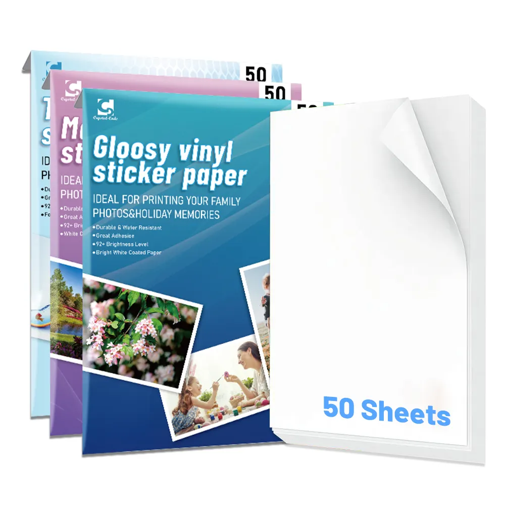 Vinyl phun A4 Glossy cho trong suốt Matte máy in tấm không thấm nước có thể in dán dính Sheets tùy chỉnh Sticker giấy