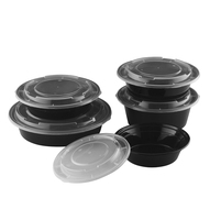 Récipient rond en plastique Tiya Emballage Déjeuner Boîte à emporter PP Conteneurs alimentaires Bols micro-ondables