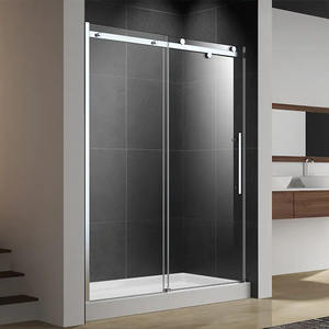 Porte de douche coulissante en verre trempé sans cadre de haute qualité Boye, blanc poli, pour salle de bain d'hôtel/appartement, salle de douche à une seule ligne - Product Image 5