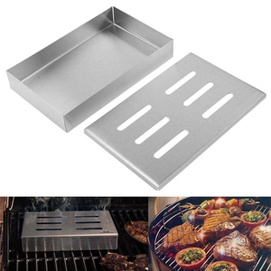 Accessoires de grillade de BBQ ajouter la boîte de fumeur de copeaux de bois d'acier inoxydable de saveur de BBQ pour le gril de charbon de bois - Product Image 2
