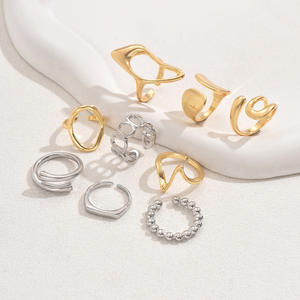 9 unids/set de anillo de apertura exagerada irregular geométrica de moda conjunto de regalo de anillo de moda para mujer - Product Image 2