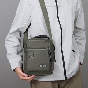 Men's Nylon Shoulder Bag Military Green Durable Casual Crossbody Bag For Everyday Use - Product Image 1