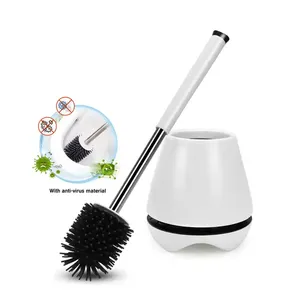 Masthome Hidden Clip Design TPR Toilet Brush Bathroom WC Clean Plastic Silicone Toilet Bowl Brush With Holder