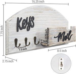 Vendita calda <span class=keywords><strong>in</strong></span> <span class=keywords><strong>legno</strong></span> bianco mensola montata a <span class=keywords><strong>parete</strong></span> per posta organizzatore portachiavi - Product Image 6