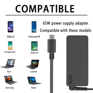 45W 65W 20V 3.25A USB C Universal Laptop Power Adapters Supply With Cable Type C Battery Charger For Lenovo ThinkPad