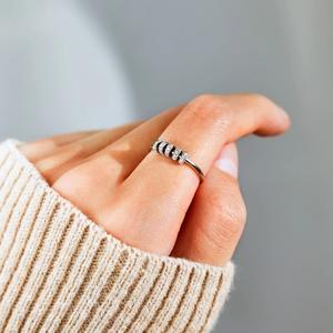 Bague rotative en <span class=keywords><strong>argent</strong></span> sterling S925 SPJ, anneaux anti-anxiété pour femmes, zircon coloré, perles rotatives, produit tendance, prêt à l'emploi - Product Image 4