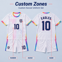 Ensemble de maillots de football personnalisés pour adultes, sublimation, bleu ciel, blanc, coupe géométrique, respirant, extensible dans quatre directions, séchage rapide, 100% polyester