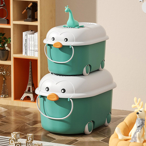 Multifunctional Storage <b>Bins</b> for Kids <b>Plastic</b> Duck Shape Movable Toys Container With Lid Storage Box for Kids Toys - Product Image 2