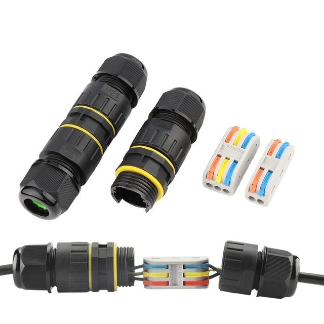 M25B IP68 Waterproof Connector With Terminal Block 2pins 3pins 1 in 4 Outdoor LED Waterproof Cable Connector