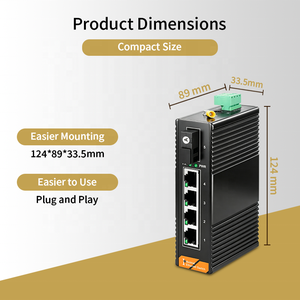 Convertidor de Medios Gigabit de 5 Puertos, 4 Ethernet, 1 Fibra, 10Gbps, 20KM, SC Monomodo, para Cámara IP de Video Remota, 1000Mbps, SH-GS0104-20A-P - Product Image 2