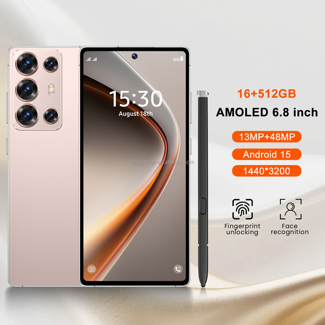 New Model S6 Face Recognition Dual SIM Unlocked Cellphone 6.8 Inch 16GB+512GB Android15 5G Smartphone Mutil-language Global Use