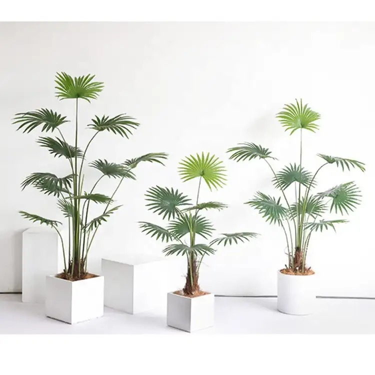 कृत्रिम प्लास्टिक सांता नीयन चीनी प्रशंसक ताड़ Washingtonia filifera रोबस्टा पेड़ हरी पत्ती सजावट प्रकाश यूवी सबूत पौधों