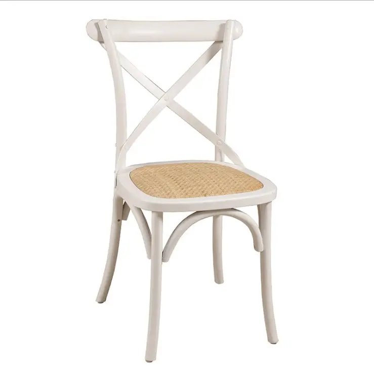 Canette en cuir blanc et bois pour salle à manger, mobilier de café, mobilier de salle à manger,