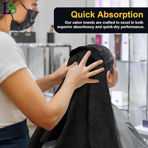 Serviettes de séchage pour <span class=keywords><strong>cheveux</strong></span> de salon de coiffure, logo personnalisé Loq Moq, salon de beauté, usage domestique, noir, <span class=keywords><strong>microfibre</strong></span> super absorbante, serviettes pour le visage - Product Image 3