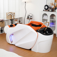 Lit de massage de luxe de type cabine avec oreiller cervical et commande tactile pour salon de beauté et spa capillaire