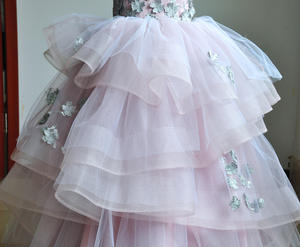 Robes de cérémonie brodées en dentelle avec appliques florales, nouvelle robe de princesse violette pour grandes filles, robe de mariée ou de fête d'anniversaire - Product Image 5