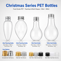 Nouvelle offre : Bouteille en plastique de 50 ml, forme unique, en forme de cloche, pour jus, boissons, bonbons de Noël, avec couvercle