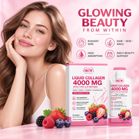 Collagène liquide 4000mg, peptides de type I et III avec biotine, vitamine C, acide hyaluronique, sachets de 30 ml