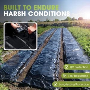 Bâche en plastique LDPE noir Sunton 10 mil, 4m x 150m, robuste, semi-rigide, imperméable, qualité industrielle, en rouleau, pour jardin et sous-sol - Product Image 5